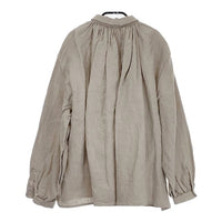 YAECA CANVAS DESIGN GATHER BLOUSE 94105 サイズM 定価44000円 リネン ブラウス シャツ ベージュ レディース ヤエカ【中古】4-0912M♪