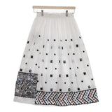 marble sud 07DS074012 FOLKS Skirt 刺繍 ギャザー ロングスカート 24SS ホワイト レディース マーブルシュッド【中古】4-0912M♪