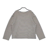 BEAMS BOY ボーダー エルボーパッチ  長袖Ｔシャツ カットソー ロンＴ キナリ ブルー レディース ビームスボーイ【中古】5-0204M∞