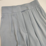 CAST: キャストコロン tトリアセテートポリエステル センタープレススラックス パンツ ライトブルー レディース【中古】5-0824M∞