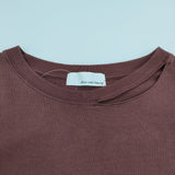 green label relaxing SCデコルテスリットロングTシャツ 半袖Ｔシャツ カットソー ブラウン レディース グリーンレーベルリラクシング【中古】5-0709S∞