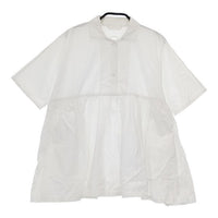Lin francais d'antan Breton ブルトン ギャザー プルオーバー 半袖 ブラウス シャツ ホワイト レディース ランフランセダンタン【中古】5-0709S∞
