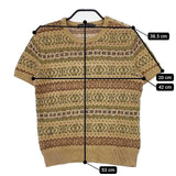RALPH LAUREN 半袖 総柄 後染め 肩ボタン ニット ベージュ レディース ラルフローレン【中古】5-0709S∞
