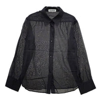 JIL SANDER コットン シアーブラウス 長袖シャツ ブラック レディース ジルサンダー【中古】5-0426M∞