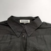 JIL SANDER コットン シアーブラウス 長袖シャツ ブラック レディース ジルサンダー【中古】5-0426M∞