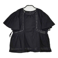 NE QUITTEZ PAS インド製 コットン 半袖 ピンタックレース ブラウス シャツ ブラック レディース ヌキテパ【中古】5-0709S∞