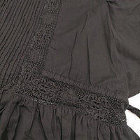 NE QUITTEZ PAS インド製 コットン 半袖 ピンタックレース ブラウス シャツ ブラック レディース ヌキテパ【中古】5-0709S∞