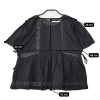 NE QUITTEZ PAS インド製 コットン 半袖 ピンタックレース ブラウス シャツ ブラック レディース ヌキテパ【中古】5-0709S∞