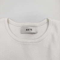 AKTE アクテ ニット 半袖 クルーネック サイドスリット ワンピース ホワイト レディース【中古】5-0422S♪