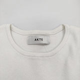 AKTE アクテ ニット 半袖 クルーネック サイドスリット ワンピース ホワイト レディース【中古】5-0422S♪