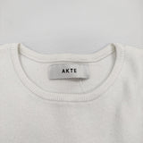 AKTE アクテ ニット 半袖 クルーネック サイドスリット ワンピース ホワイト レディース【中古】5-0422S♪