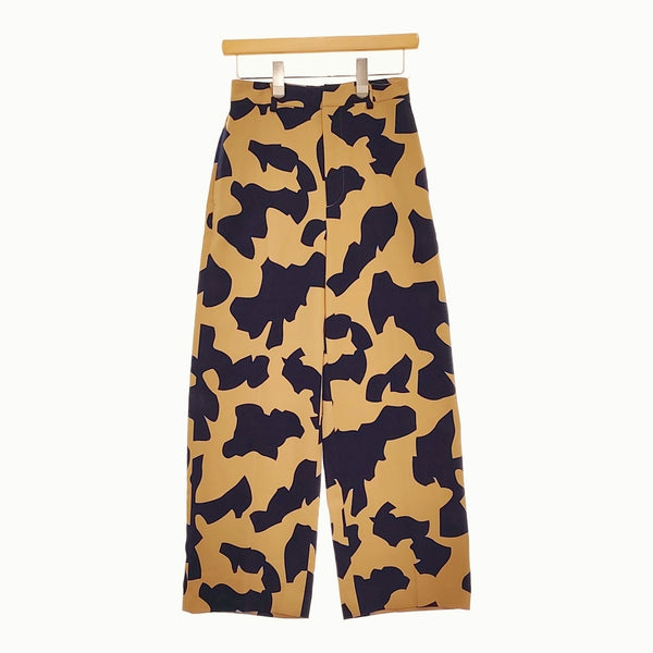 UNITED ARROWS ブロックプリント パンツB 定価20900円 サイズ36 パンツ ベージュ ネイビー レディース ユナイテッドアローズ【中古】5-0422M♪