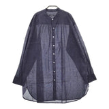 pas de calais バンドカラー サイズ36 ブラウス シャツ ネイビー レディース パドカレ【中古】5-0422M♪