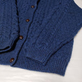 aran WOOLLEN MILLS ケーブル編み ウール ニット カーディガン ネイビー レディース アランウーレンミルズ【中古】4-1114T∞