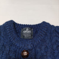 aran WOOLLEN MILLS ケーブル編み ウール ニット カーディガン ネイビー レディース アランウーレンミルズ【中古】4-1114T∞