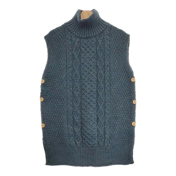 Kerry Woollen Mills ケーブル編み アラン サイズ34 ハイネック ノースリーブニット グリーン レディース ケリーウーレンミルズ【中古】4-1029T♪