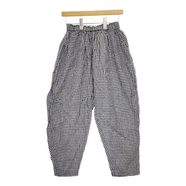 Ichi Antiquites チェック リネン ウエストゴム イージー パンツ ブルー グレー レディース イチアンティークス【中古】5-0426M∞