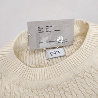 CIOTA Cable-knit Sweater サイズF KNLM-102 定価35200円 セーター コットン ニット 23AW ホワイト レディース シオタ【中古】4-0927M♪