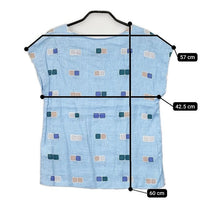 marimekko OKTO リネン100％ フレンチスリーブ ブラウス シャツ ライトブルー レディース マリメッコ【中古】5-0614S∞