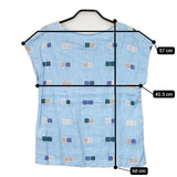 marimekko OKTO リネン100％ フレンチスリーブ ブラウス シャツ ライトブルー レディース マリメッコ【中古】5-0614S∞