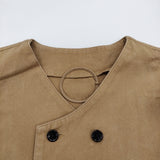 Lin francais d'antan Mathieu マチュー ダブルボタンジャケット ノーカラー ベージュ レディース ランフランセダンタン【中古】5-0422M♪