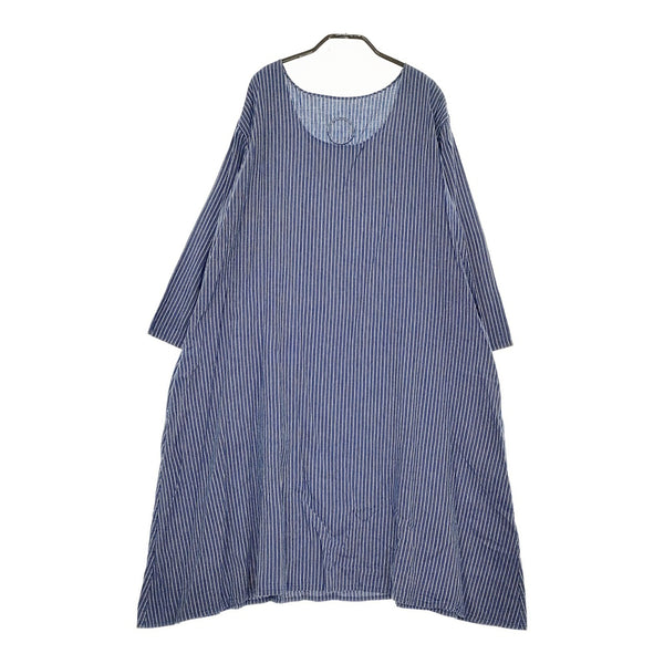 Lin francais d'antan ストライプコットンワンピース ワンピース ブルー グレー レディース ランフランセダンタン【中古】5-0422M♪
