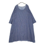 Lin francais d'antan ストライプコットンワンピース ワンピース ブルー グレー レディース ランフランセダンタン【中古】5-0422M♪