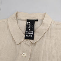 R&D.M.Co- 高密度リネン ハーフスリーブシャツドレス ギャザー入り シャツ ワンピース アイボリー レディース オールドマンズテーラー【中古】5-0614S∞