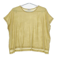 Sally Scott リネン混 ワイドニットソー ノースリーブ Ｔシャツ カットソー イエロー レディース サリースコット【中古】5-0619S∞