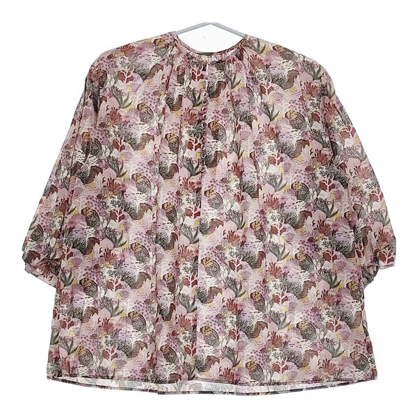 LOISIR B0132LFB622 コットンリネン コーラルプリントブラウス Sara Boccaccini ブラウス シャツ ピンク レディース ロワズィール【中古】5-0223M♪