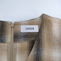 LOISIR ノースリーブ リネンレーヨン オンブレチェック ワンピース ベージュ レディース ロワズィール【中古】5-0614S∞