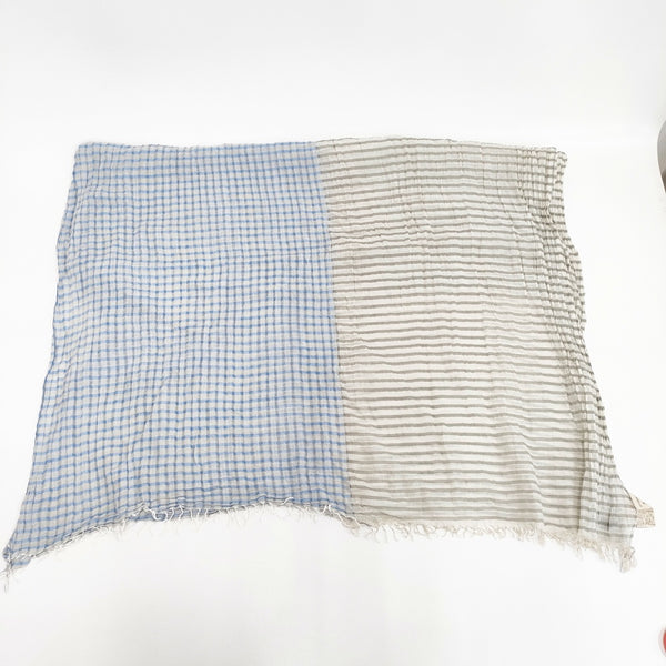 JURGEN LEHL J0171ESFS32 シルクコットン インド製 大判 マフラー ストール ライトグレー ミズイロ レディース ヨーガンレール【中古】5-0615M◎