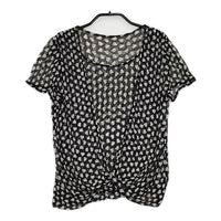 CHRISTIAN AUJARD シルク 総柄 レイヤード風 シアー 半袖Ｔシャツ カットソー ブラック ベージュ レディース クリスチャンオジャール【中古】5-0614S∞