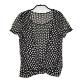 CHRISTIAN AUJARD シルク 総柄 レイヤード風 シアー 半袖Ｔシャツ カットソー ブラック ベージュ レディース クリスチャンオジャール【中古】5-0614S∞