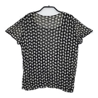 CHRISTIAN AUJARD シルク 総柄 レイヤード風 シアー 半袖Ｔシャツ カットソー ブラック ベージュ レディース クリスチャンオジャール【中古】5-0614S∞