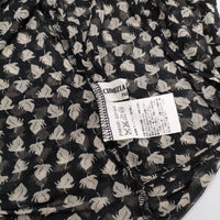 CHRISTIAN AUJARD シルク 総柄 レイヤード風 シアー 半袖Ｔシャツ カットソー ブラック ベージュ レディース クリスチャンオジャール【中古】5-0614S∞
