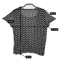 CHRISTIAN AUJARD シルク 総柄 レイヤード風 シアー 半袖Ｔシャツ カットソー ブラック ベージュ レディース クリスチャンオジャール【中古】5-0614S∞
