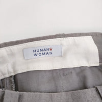 HUMAN WOMAN 077-0130543 ラミーリネンキャンパストリプルウォッシュパンツ S 定価17600円 グレー レディース ヒューマンウーマン【中古】5-0325M♪