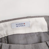 HUMAN WOMAN 077-0130543 ラミーリネンキャンパストリプルウォッシュパンツ S 定価17600円 グレー レディース ヒューマンウーマン【中古】5-0325M♪