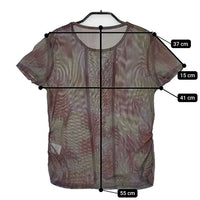 CHRISTIAN AUJARD メッシュ シアー 半袖Ｔシャツ カットソー パープル グリーン レディース クリスチャンオジャール【中古】5-0614S∞