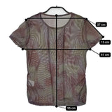 CHRISTIAN AUJARD メッシュ シアー 半袖Ｔシャツ カットソー パープル グリーン レディース クリスチャンオジャール【中古】5-0614S∞