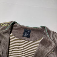 mina perhonen chum 刺繍 va2291 ブルゾン ベルベット ベロア ジャケット グレー レディース ミナペルホネン【中古】4-1117T∞