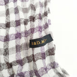 R&D.M.Co- シワ加工 ガーゼ チェック マフラー ストール パープル ホワイト レディース オールドマンズテーラー【中古】5-0615M◎