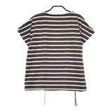 INGEBORG フラワーモチーフ ジップ付き ボーダー 半袖Ｔシャツ カットソー ブラウン ホワイト レディース インゲボルグ【中古】5-0619S∞