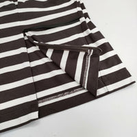 INGEBORG フラワーモチーフ ジップ付き ボーダー 半袖Ｔシャツ カットソー ブラウン ホワイト レディース インゲボルグ【中古】5-0619S∞