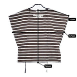 INGEBORG フラワーモチーフ ジップ付き ボーダー 半袖Ｔシャツ カットソー ブラウン ホワイト レディース インゲボルグ【中古】5-0619S∞