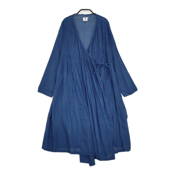 CALICO ピンタック カシュクール コットン サイズL ワンピース ブルー レディース キヤリコ/キャリコ【中古】5-0325M♪