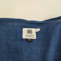 CALICO ピンタック カシュクール コットン サイズL ワンピース ブルー レディース キヤリコ/キャリコ【中古】5-0325M♪