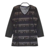 Rhythm of Life UA UNITED ARROWS 新品 スパンコール 長袖Ｔシャツ カットソー ロンＴ ブラック レディース リズムオブライフ【中古】5-0222M∞