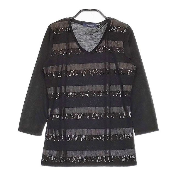 Rhythm of Life UA UNITED ARROWS 新品 スパンコール 長袖Ｔシャツ カットソー ロンＴ ブラック レディース リズムオブライフ【中古】5-0222M∞